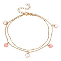 Chaîne de cheville en acier inoxydable chaîne satellite cœur nacre rose et blanc