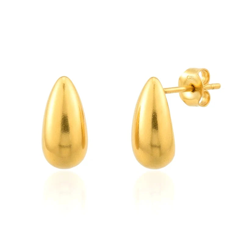 Boucles d'oreilles femme en acier inoxydable doré en forme de goutte