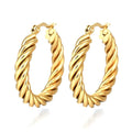 Boucles d'oreilles femme en acier inoxydable Créoles 30 mm torsadées or