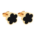 Boucles d'oreilles fleur noir et or