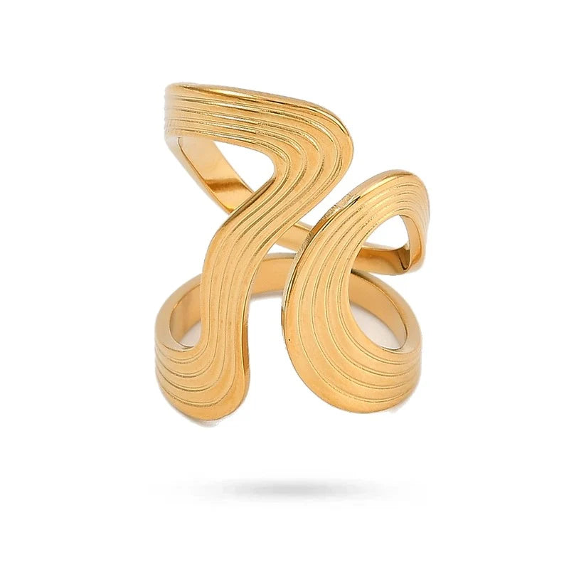 Bague acier inoxydable doré ouverte