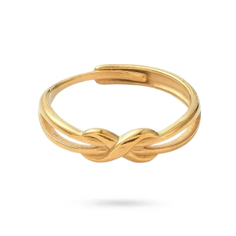 Bague acier inoxydable doré infini