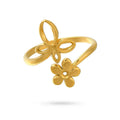 Bague acier inoxydable doré fleur et papillon