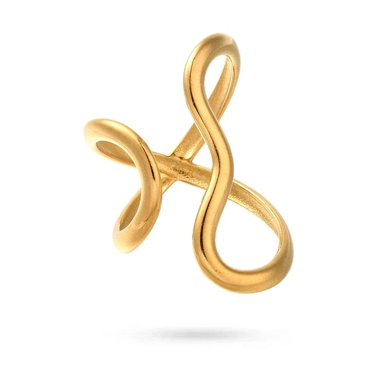 Bague acier inoxydable doré ouverte