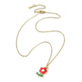 Chaîne collier acier inoxydable fleur rouge